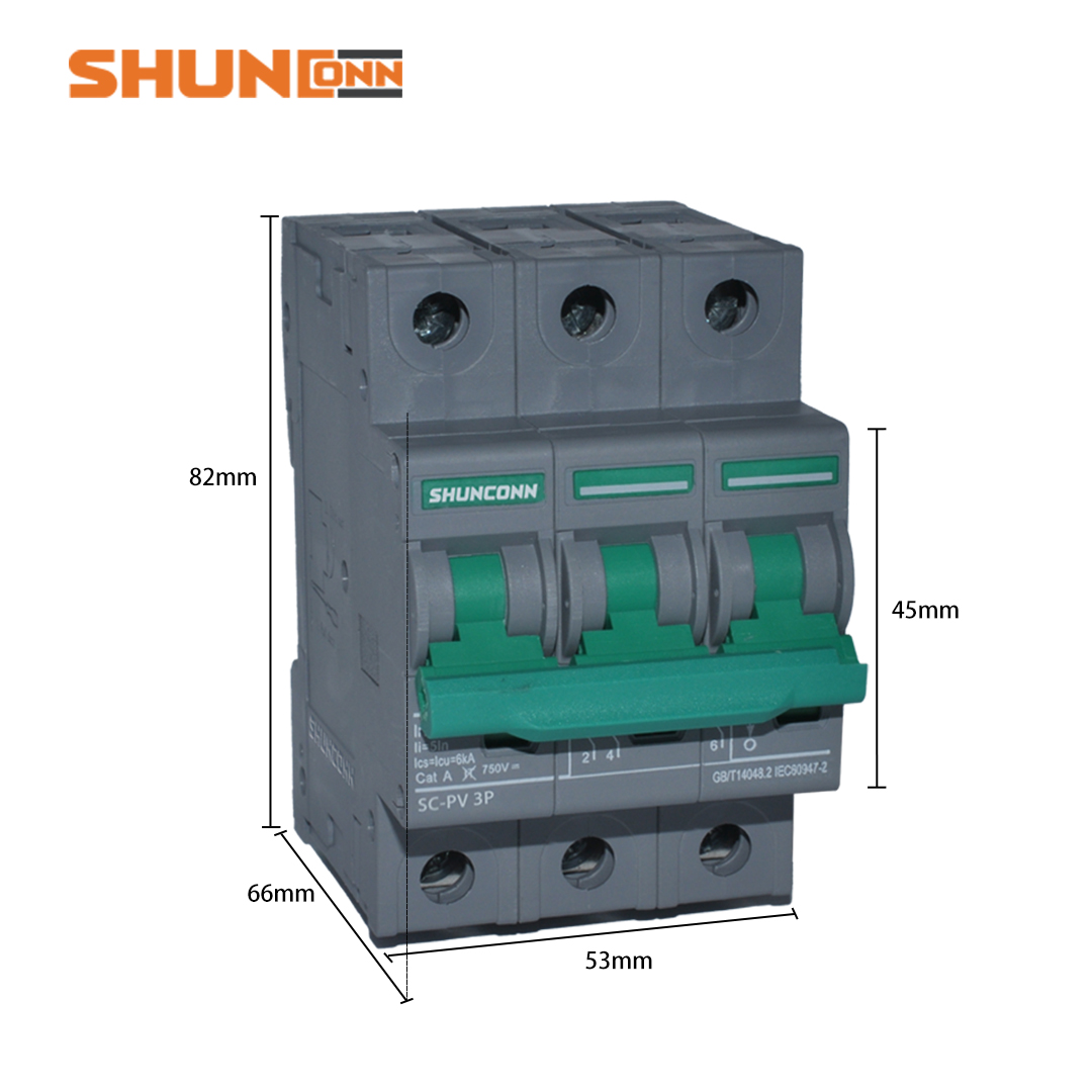 Shunconn dc miniature circuit breaker 3P